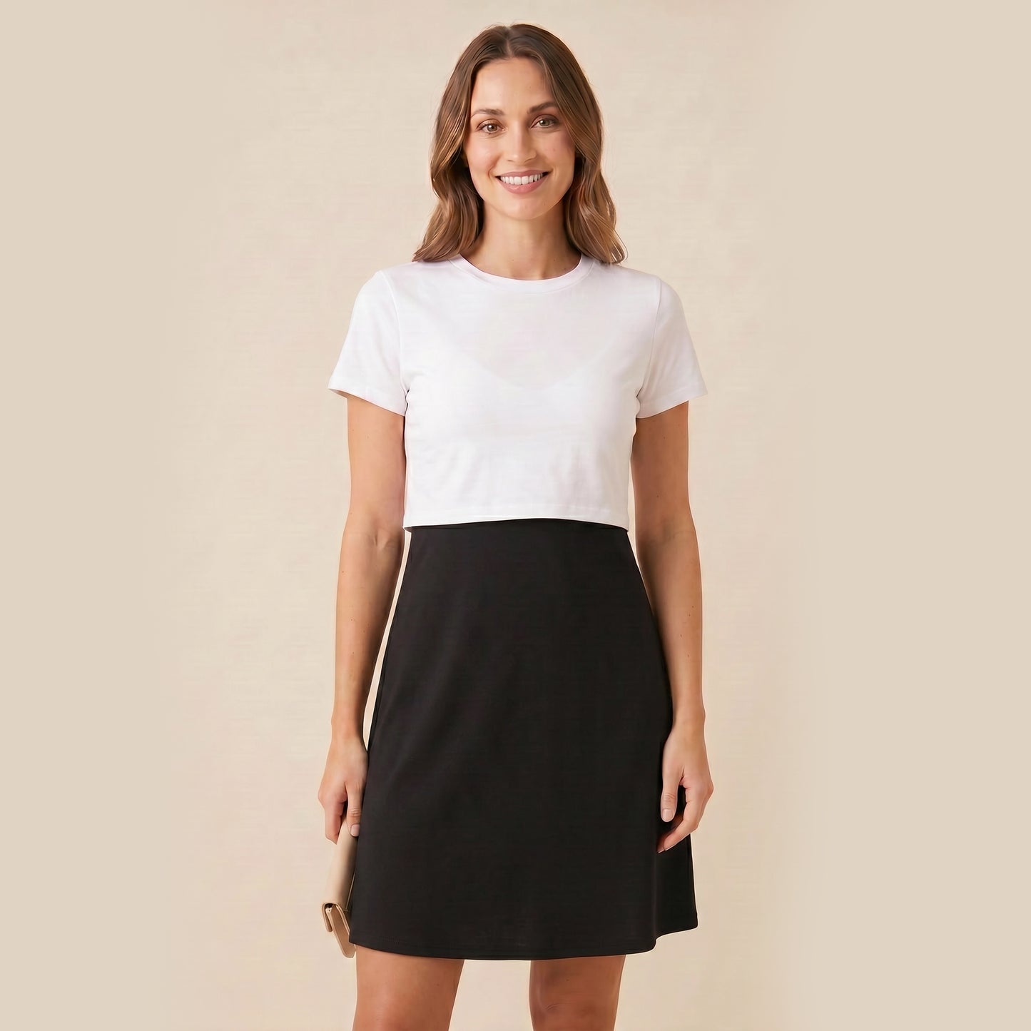 Underbust Nursing Cami Dress – Breastfeeding-Friendly Swing Dress | Black