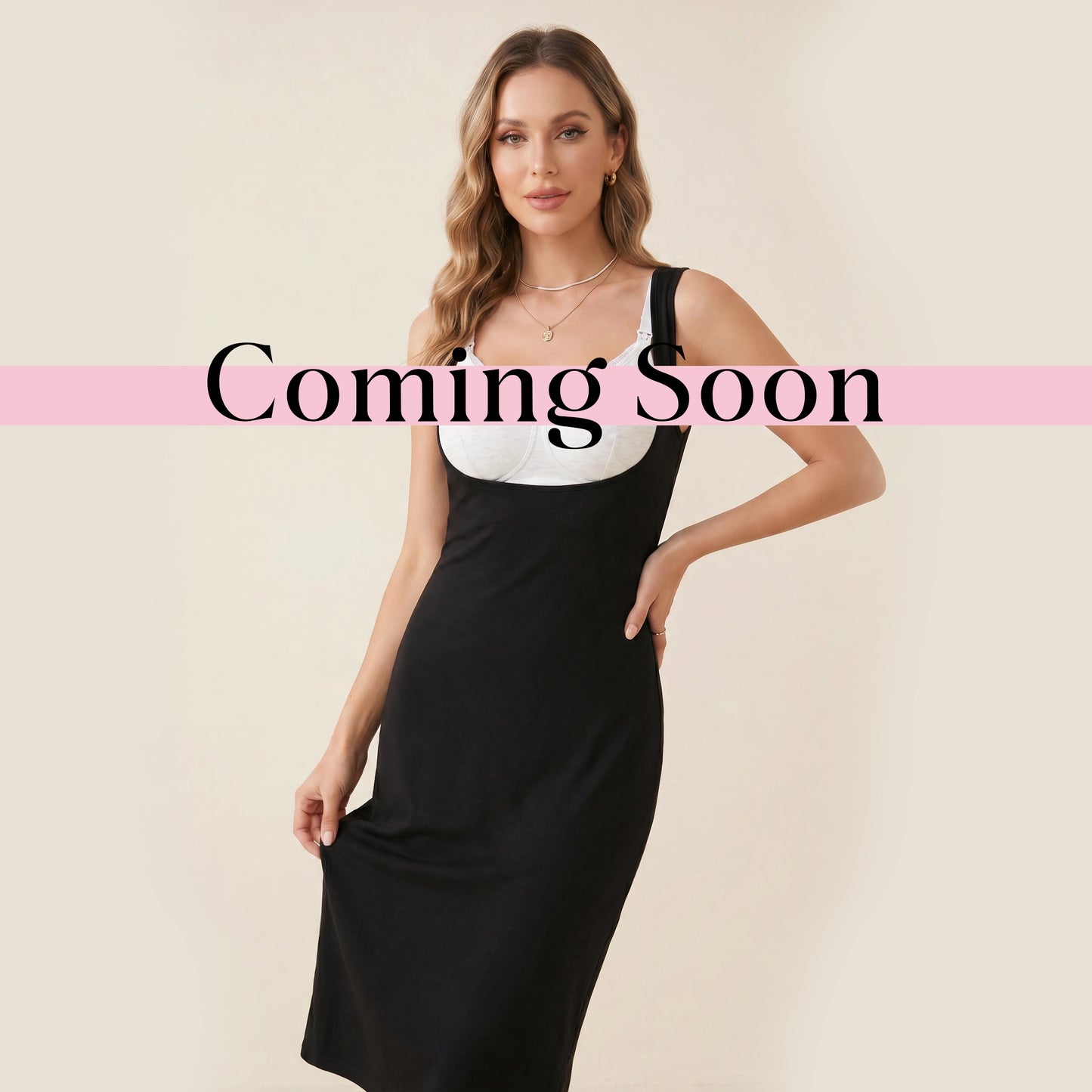 Underbust Nursing Column Dress – Breastfeeding-Friendly Midi Dress | Black