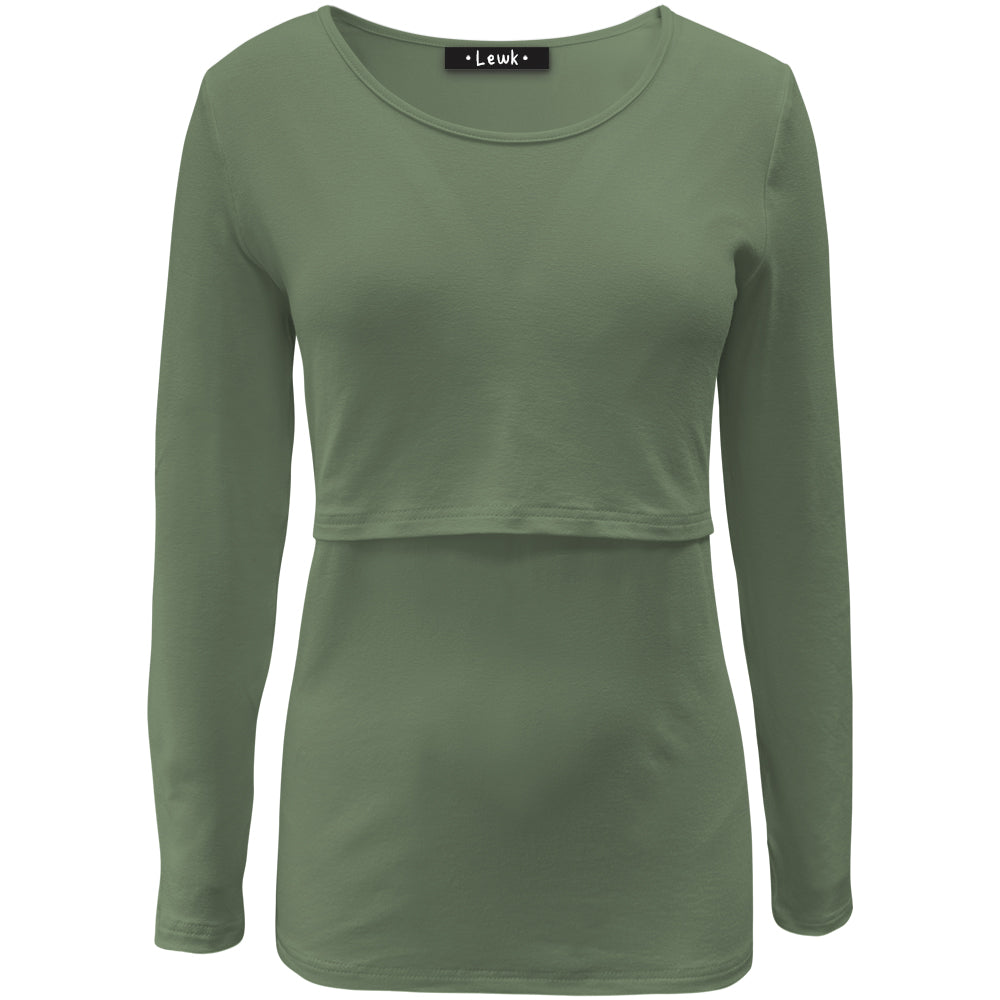 Nursing Long Sleeve Khaki Top