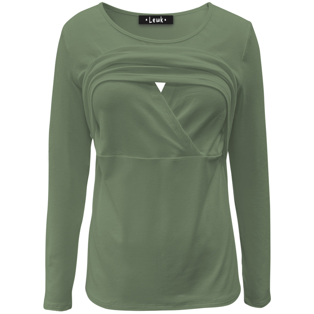 Nursing Long Sleeve Khaki Top