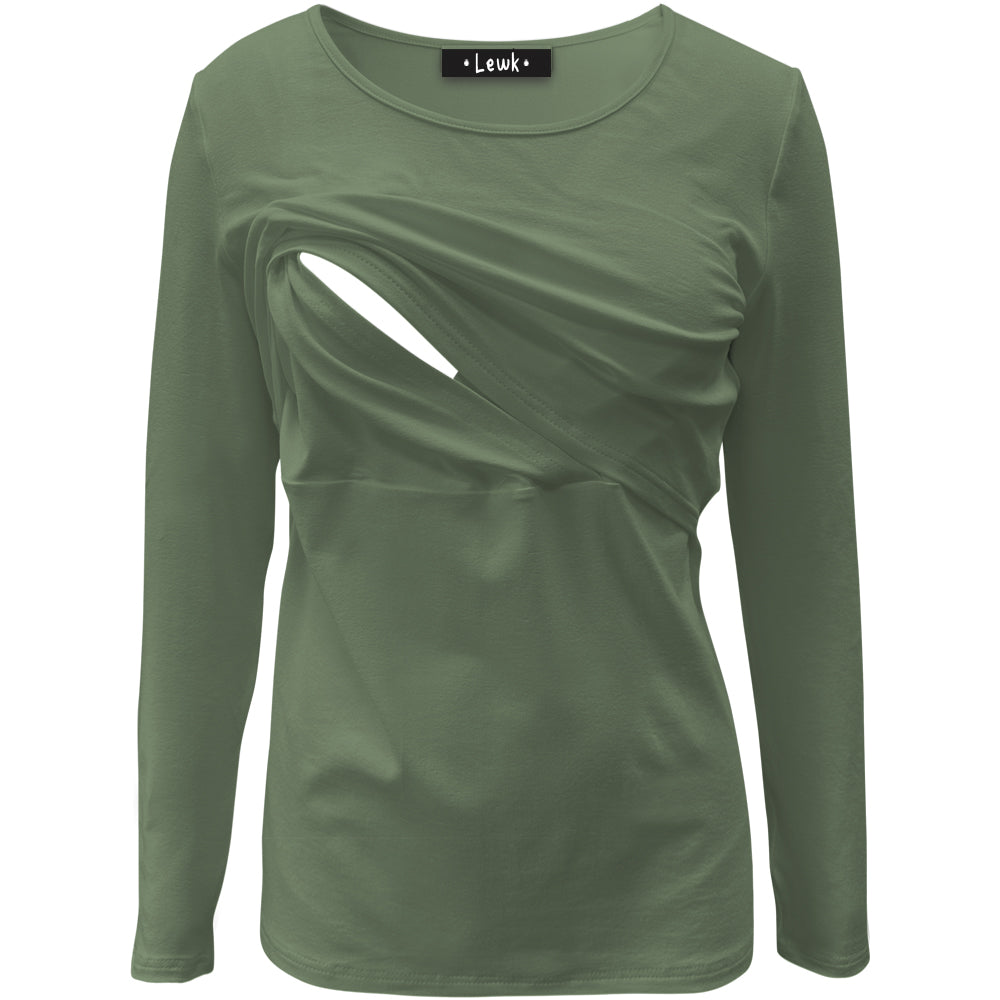 Nursing Long Sleeve Khaki Top