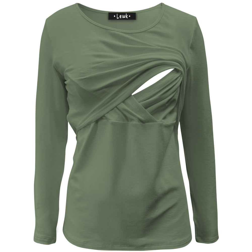 Nursing Long Sleeve Khaki Top