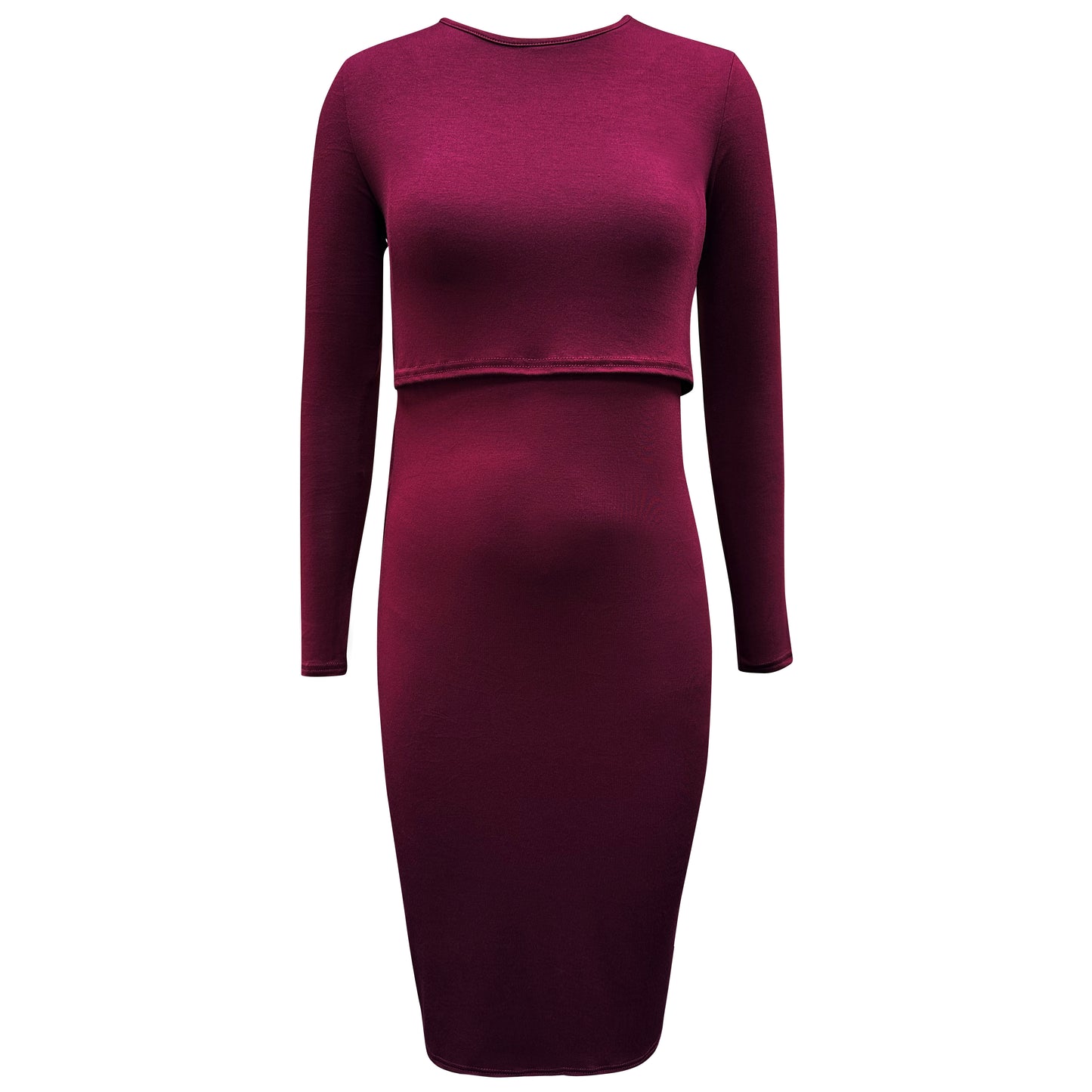 Nursing Long Sleeve Wine Dress