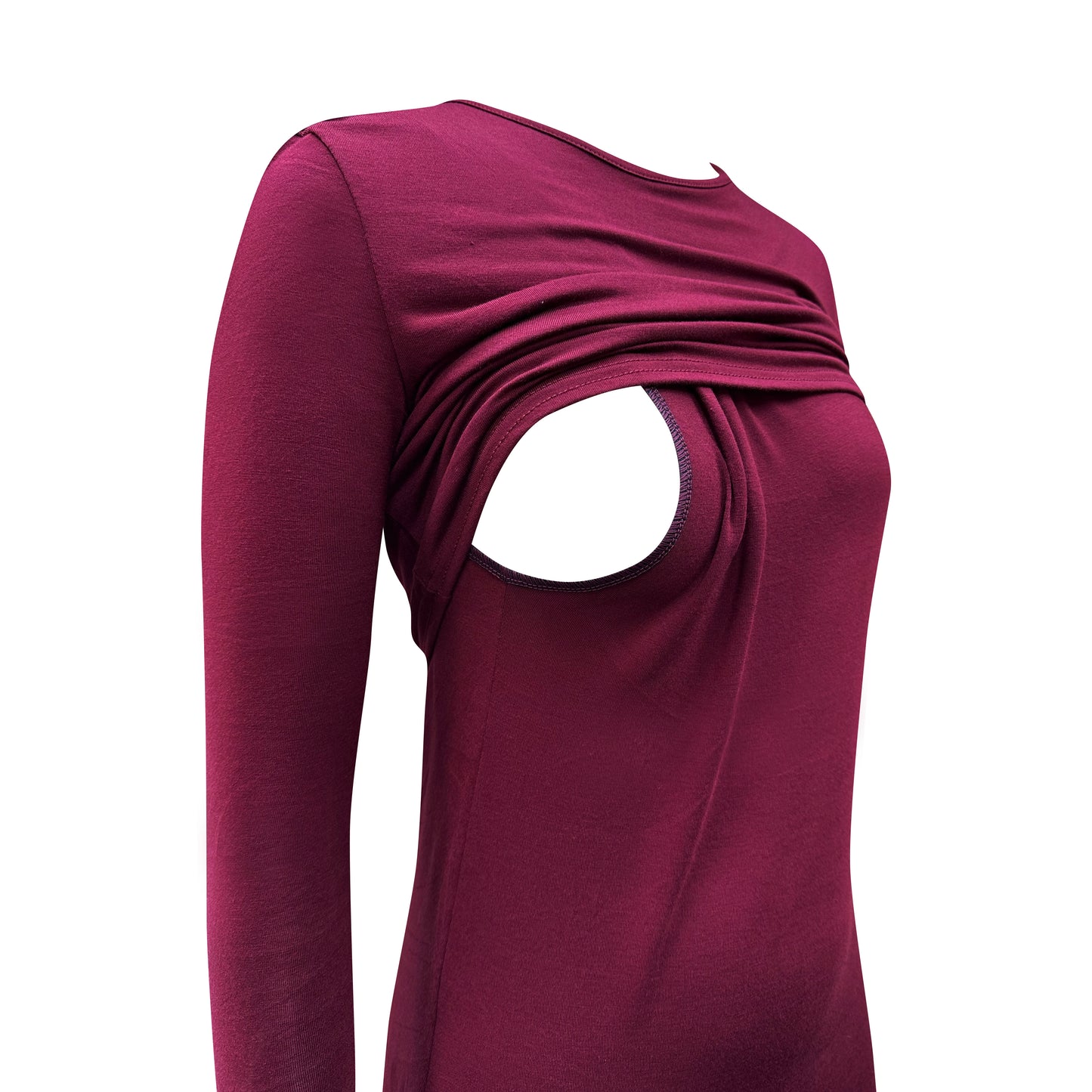 Nursing Long Sleeve Wine Dress