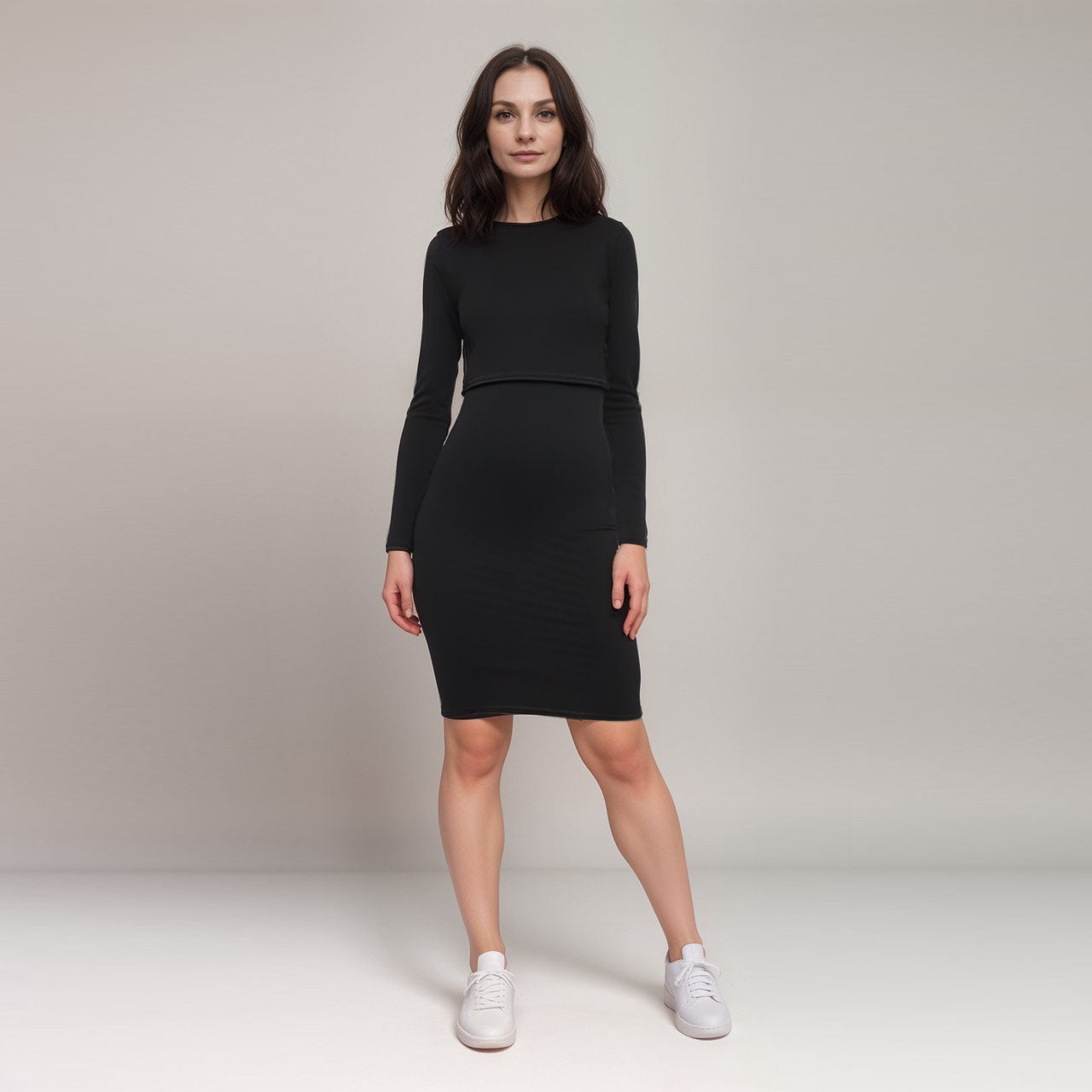 Nursing Long Sleeve Black Dress