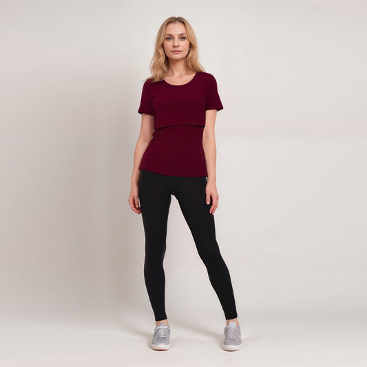 Nursing Short sleeve Wine Top