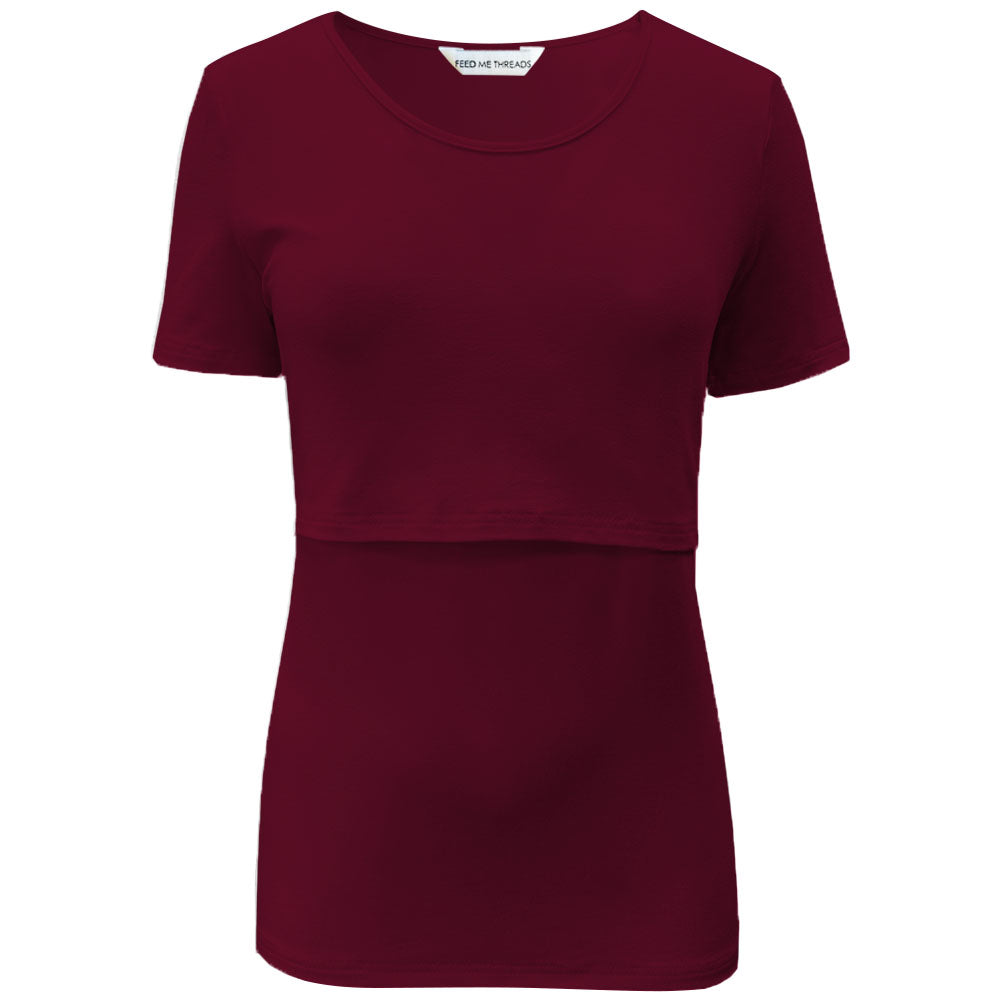 Nursing Short sleeve Wine Top