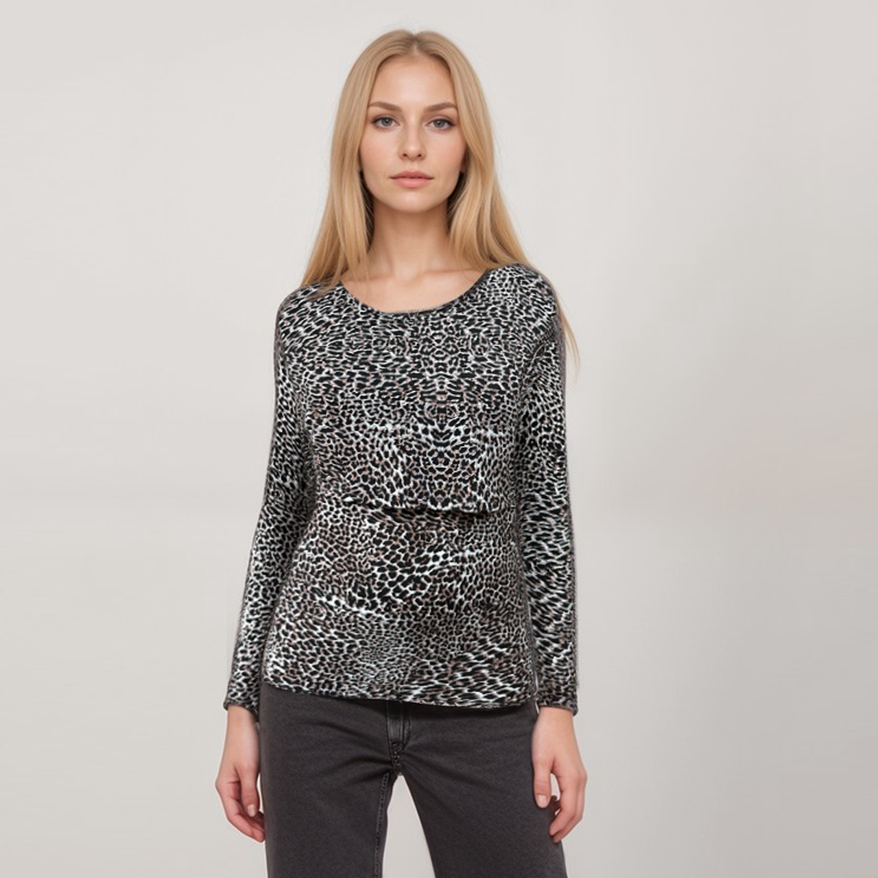 Nursing Long Sleeve Leopard Top