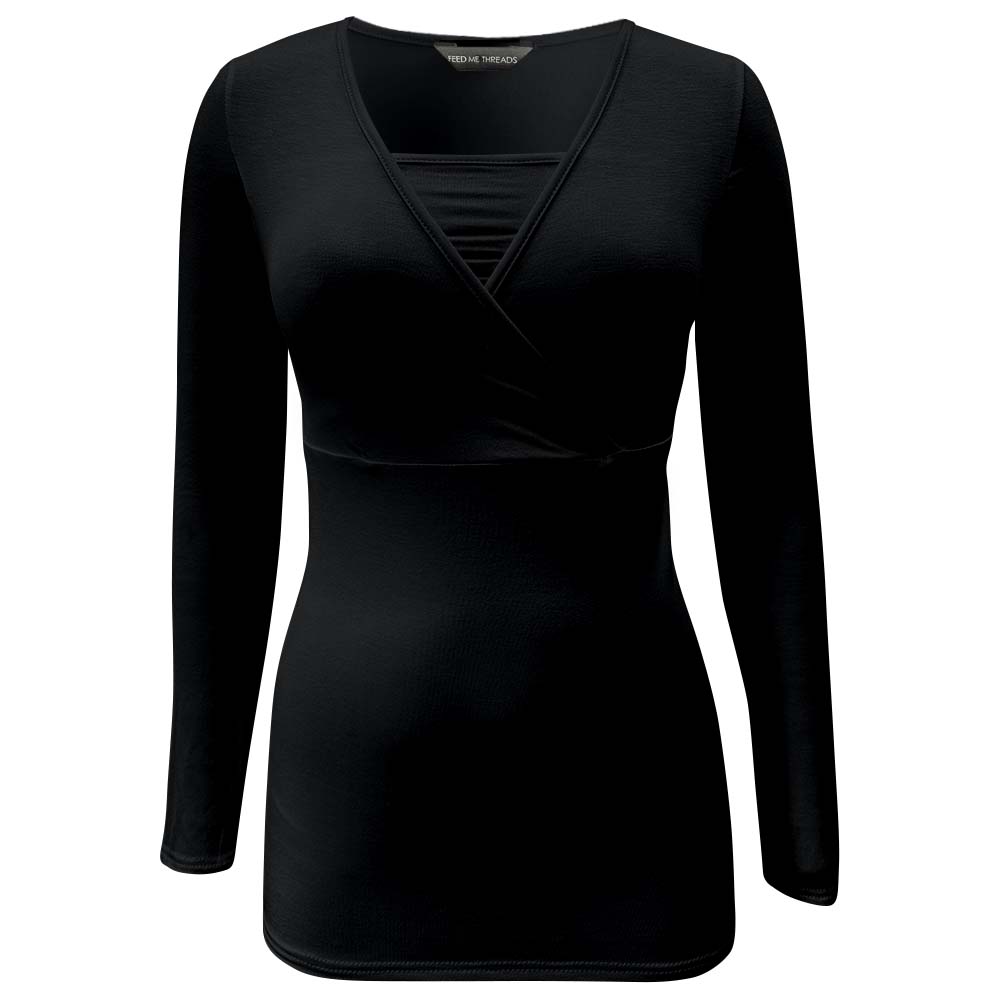 Nursing bandeau long sleeve Black Top