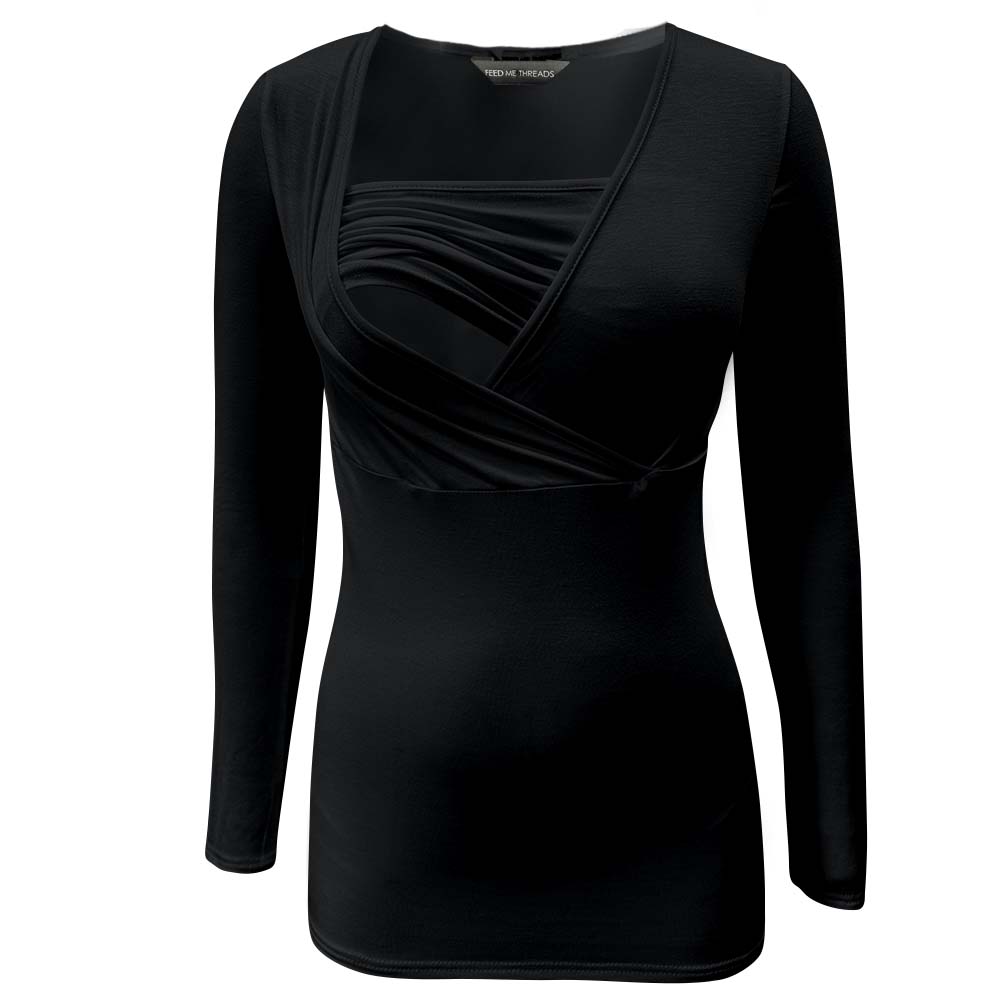 Nursing bandeau long sleeve Black Top