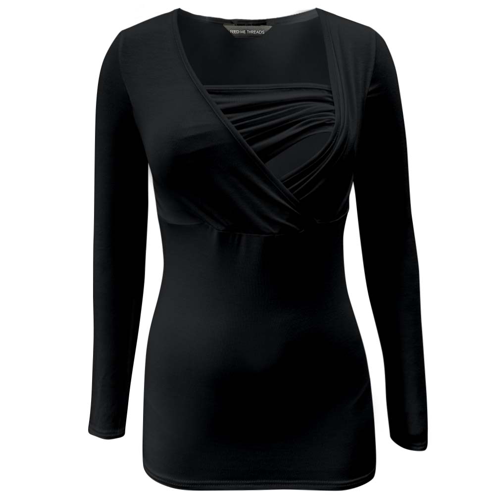 Nursing bandeau long sleeve Black Top