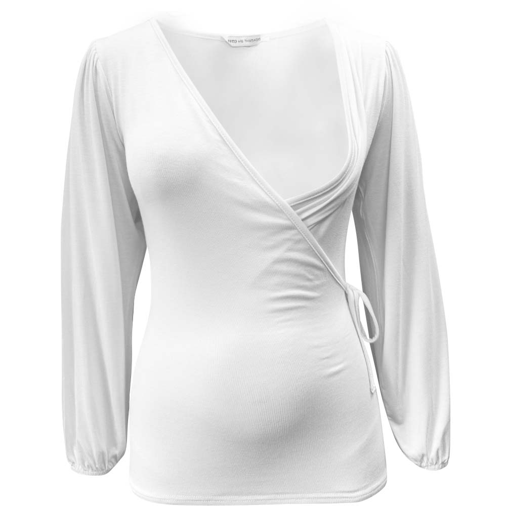 Nursing Puff long sleeve White Top