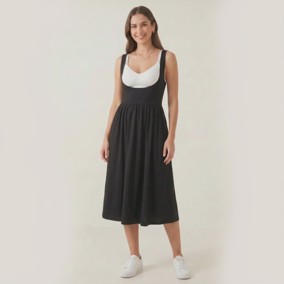 Video for Underbust Nursing Breastfeeding Gathered Midi Dress