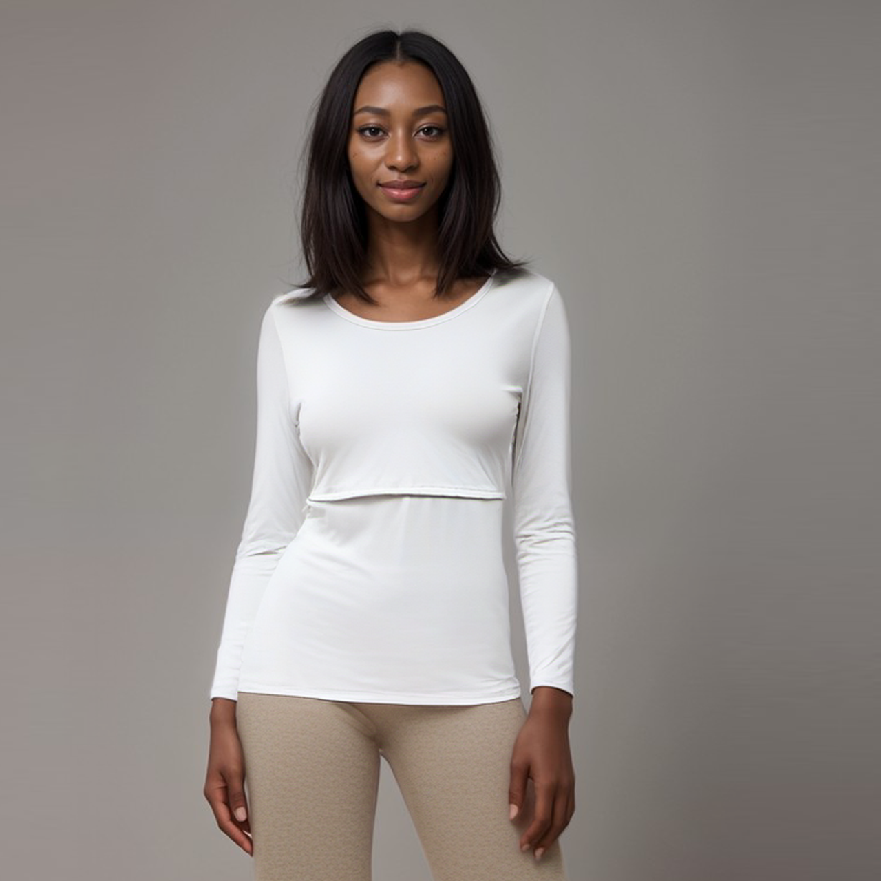 Nursing Long Sleeve White Top