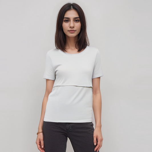 Nursing Short sleeve White Top